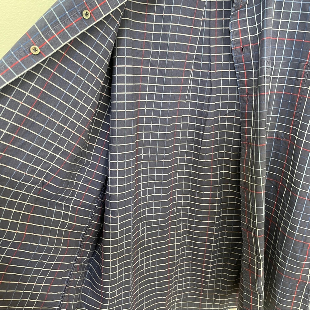 VTG BURBERRY London USA Button Down Shirt XL Blue Red White Check DOT PATTERN - Picture 11 of 16